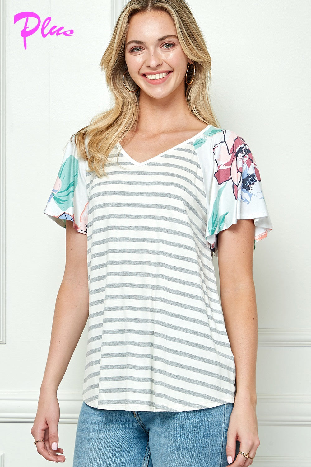 PLUS MIX AND MATCH FLARE SLEEVE TOP