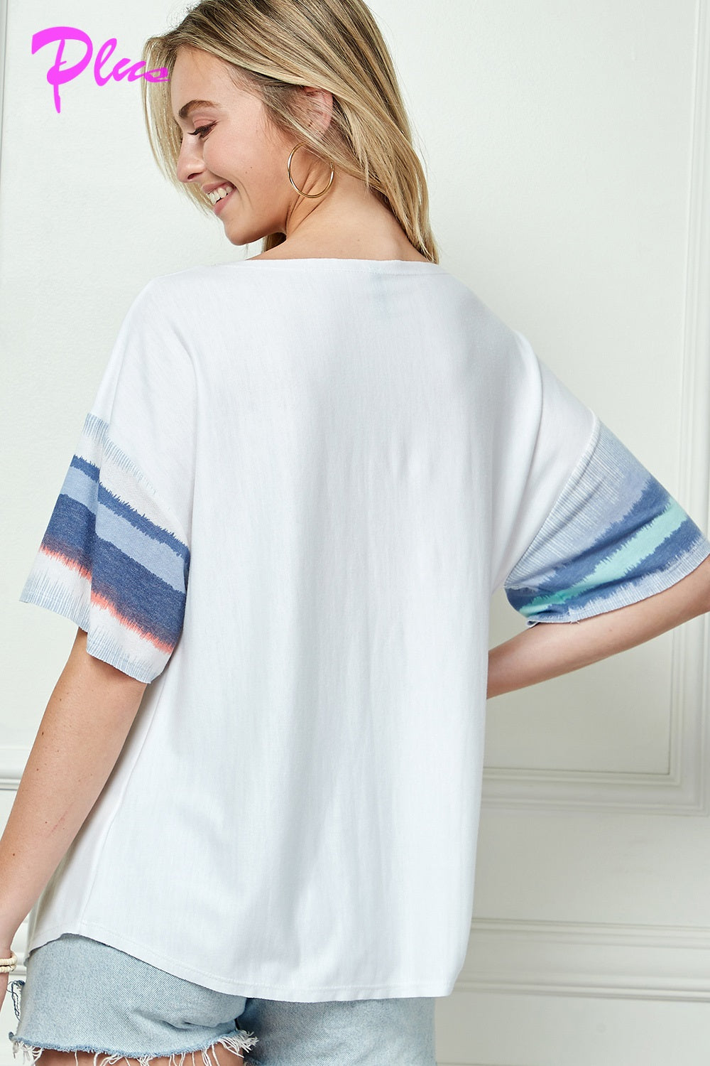 PLUS FRENCH TERRY RAW EDGE DETAIL TOP