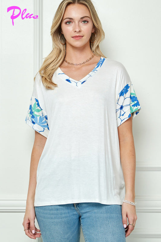 PLUS MIX AND MATCH V NECK BOXY TOP