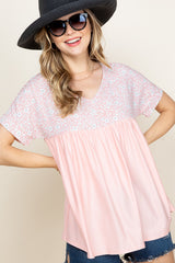 SOLID SHORT SL BABYDOLL TOP