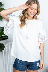 MIX AND MATCH RUFFLE SLEEVE TOP