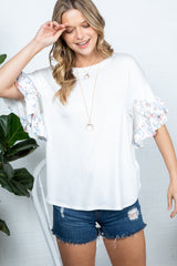 MIX AND MATCH RUFFLE SLEEVE TOP