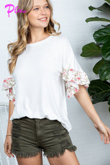 PLUS MIX AND MATCH RUFFLE SLEEVE TOP