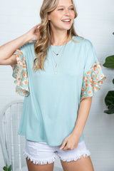 MIX AND MATCH RUFFLE SHORT SLEEVE TOP