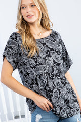 PAISLEY PRINT ONE SHOULDER BOXY TOP