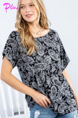 PLUS PAISLEY PRINT ONE SHOULDER BOXY TOP