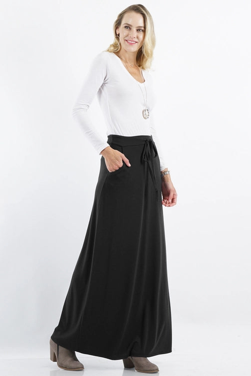 SI-16194 Premium Maxi Skirt Drawstring Waist & Pockets