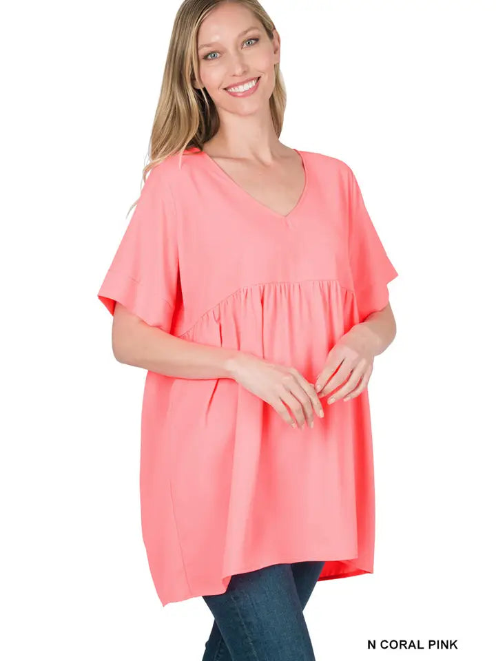 SI-15953 Empire Waist Shirring Tunic