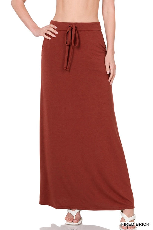 SI-16194 Premium Maxi Skirt Drawstring Waist & Pockets