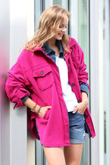 SI-23162 Oversized Fleece Shacket w/ Elbow Patch