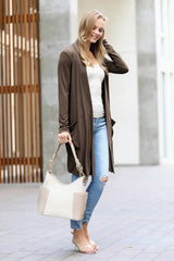 SI-23592 Long Sleeve Slouchy Pocket Open Cardigan