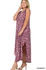 SI-22082 Plus Size Leopard Sleeveless Round Neck Maxi Dress with