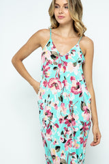 EN-D11352-FLORAL PRINT SLEEVELESS HAREM MAXI DRESS