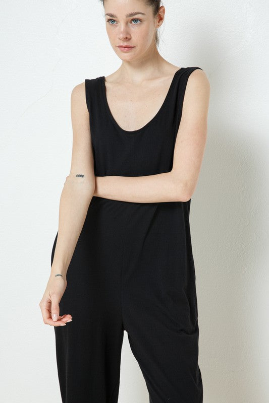 EN-JP90191-COTTON SLEEVELESS CROP LEG JUMPSUIT