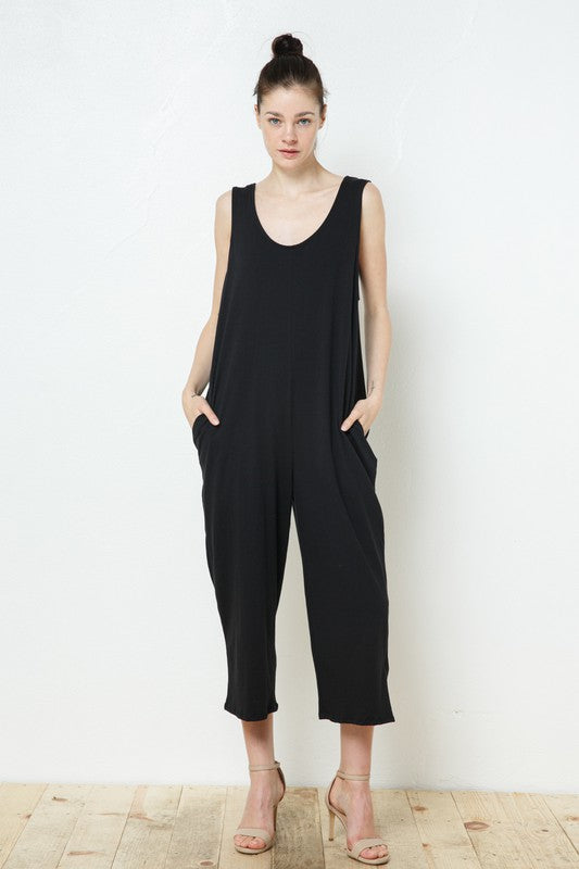 EN-JP90191-COTTON SLEEVELESS CROP LEG JUMPSUIT