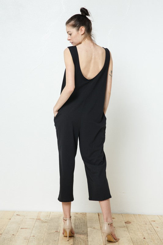 EN-JP90191-COTTON SLEEVELESS CROP LEG JUMPSUIT