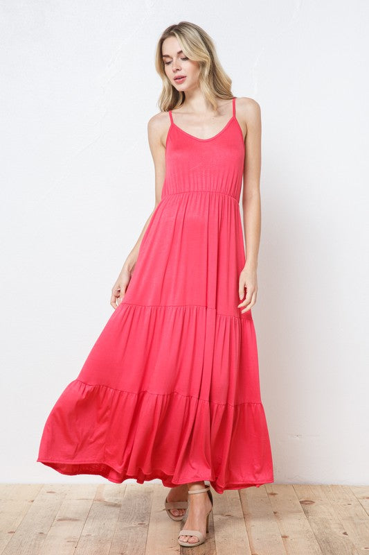 EN-D31338-Tiered Sleeveless Maxi Dress with Pockets