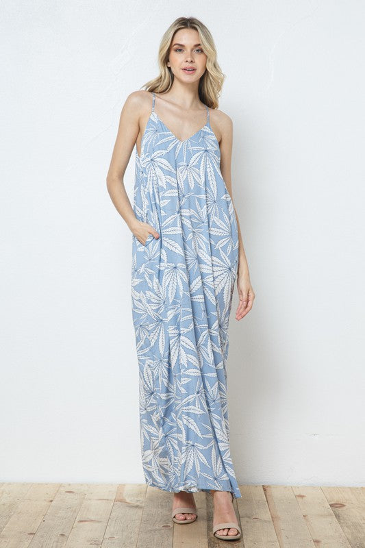 EN-A0228-PRINT MAXI DRESS WITH ADJUSTABLE STRAPS