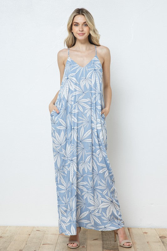 EN-A0228-PRINT MAXI DRESS WITH ADJUSTABLE STRAPS