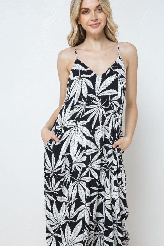 EN-A0228-PRINT MAXI DRESS WITH ADJUSTABLE STRAPS