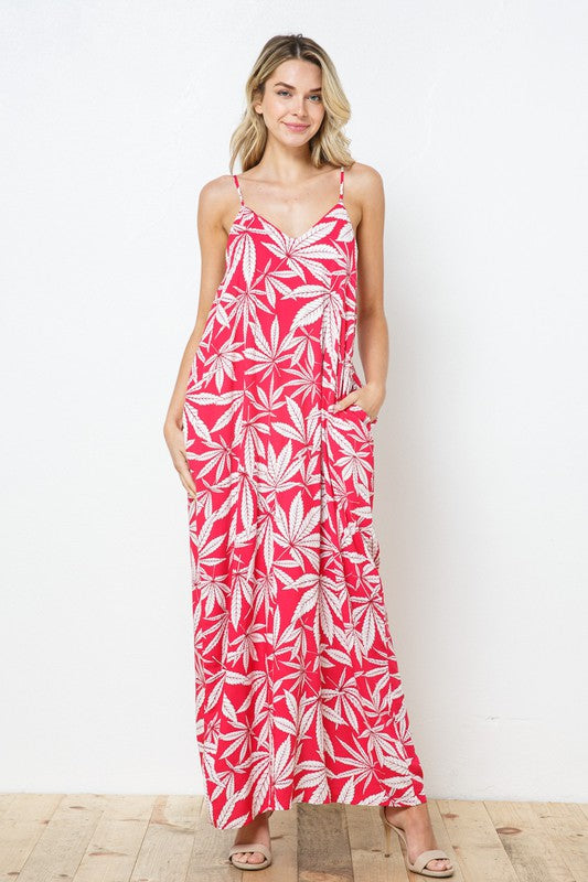 EN-A0228-PRINT MAXI DRESS WITH ADJUSTABLE STRAPS