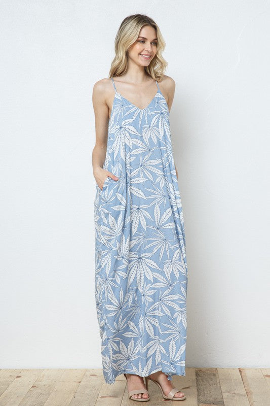 EN-A0228-PRINT MAXI DRESS WITH ADJUSTABLE STRAPS