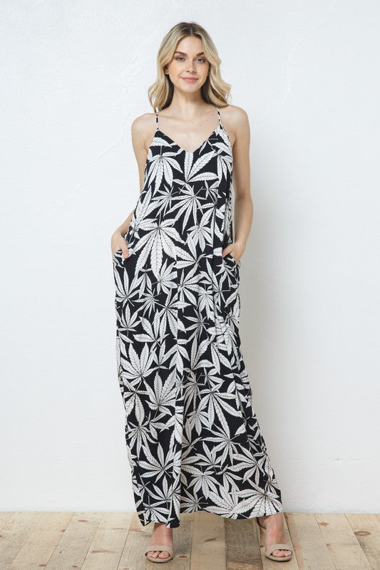 EN-A0228-PRINT MAXI DRESS WITH ADJUSTABLE STRAPS