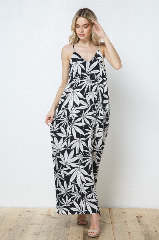 EN-A0228-PRINT MAXI DRESS WITH ADJUSTABLE STRAPS