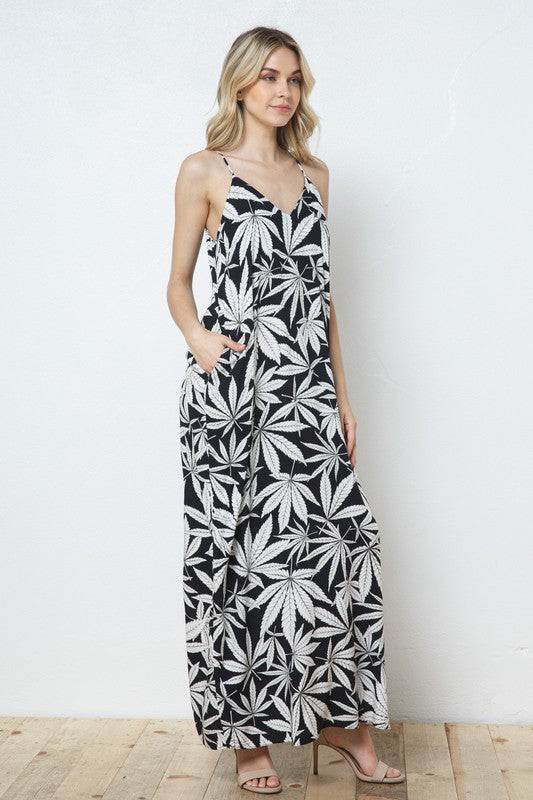 EN-A0228-PRINT MAXI DRESS WITH ADJUSTABLE STRAPS