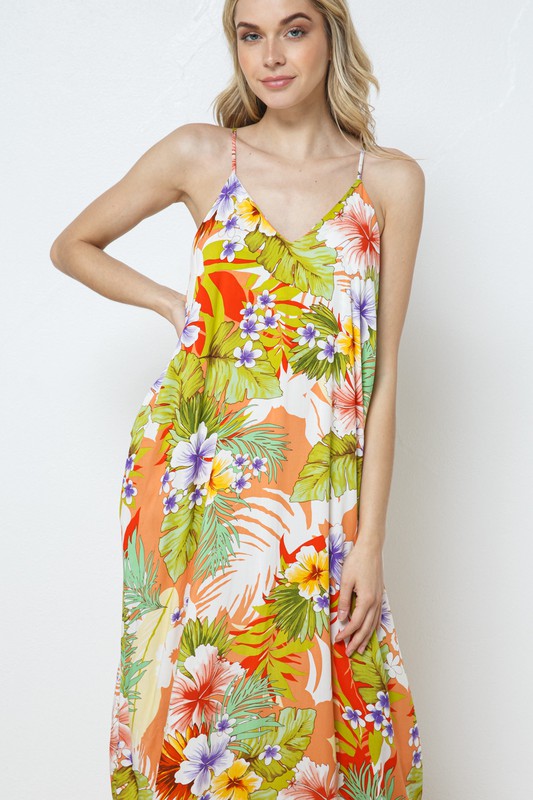 EN-A0141-PRINT MAXI DRESS WITH ADJUSTABLE STRAPS