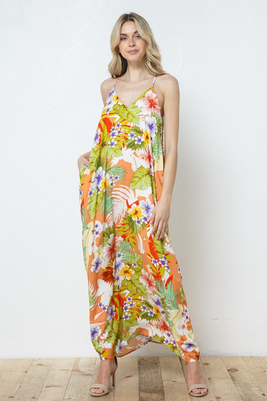 EN-A0141-PRINT MAXI DRESS WITH ADJUSTABLE STRAPS