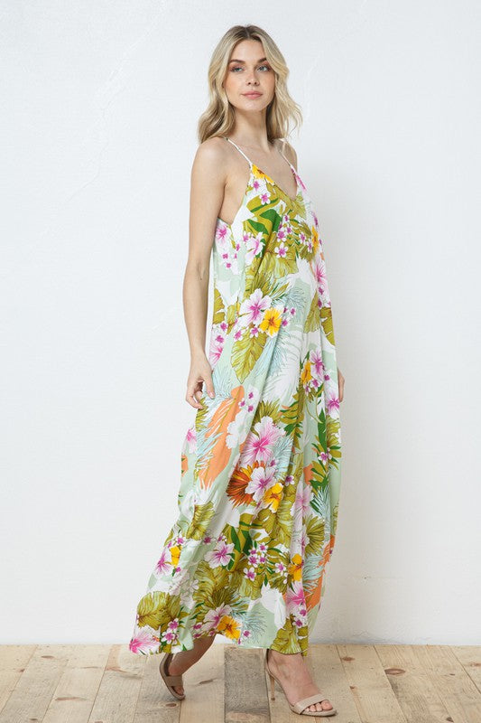 EN-A0141-PRINT MAXI DRESS WITH ADJUSTABLE STRAPS