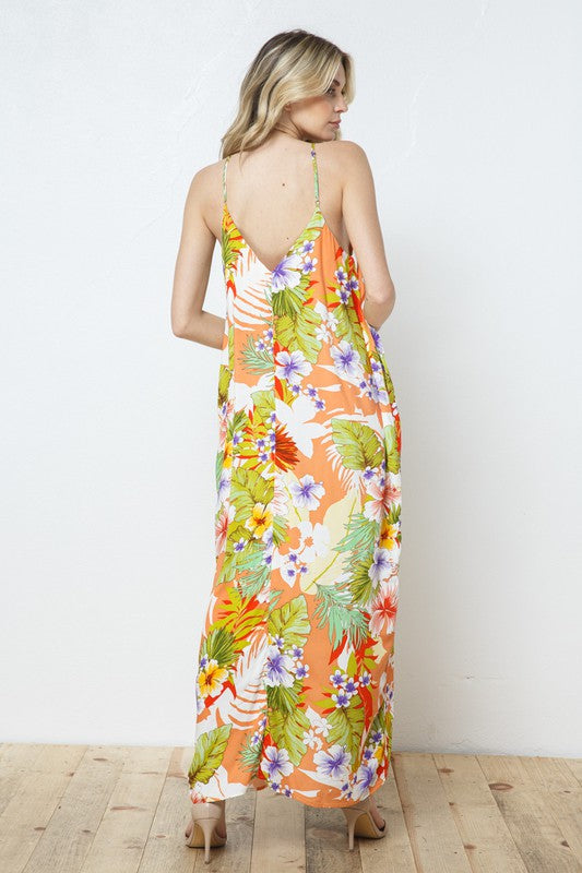 EN-A0141-PRINT MAXI DRESS WITH ADJUSTABLE STRAPS