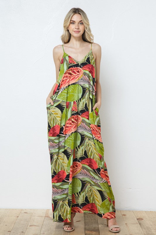 EN-A0134-PRINT MAXI DRESS WITH ADJUSTABLE STRAPS