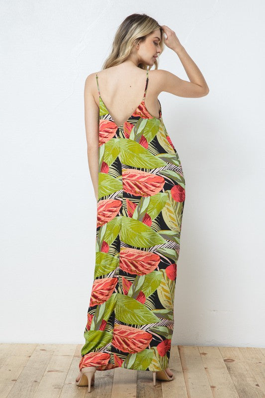 EN-A0134-PRINT MAXI DRESS WITH ADJUSTABLE STRAPS