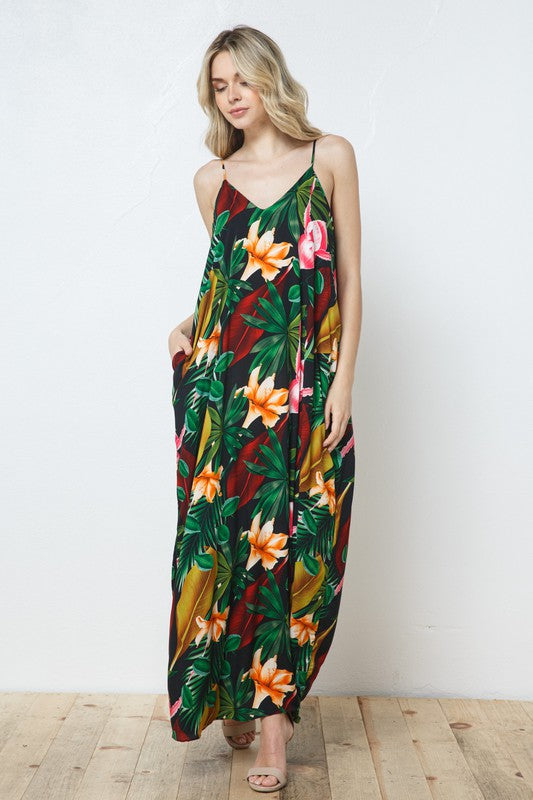 EN-A0131-PRINT MAXI DRESS WITH ADJUSTABLE STRAPS