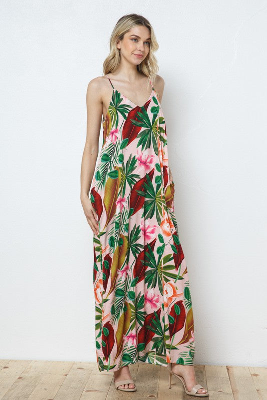 EN-A0131-PRINT MAXI DRESS WITH ADJUSTABLE STRAPS