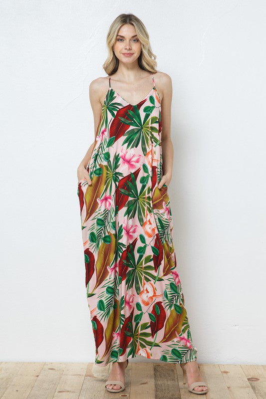 EN-A0131-PRINT MAXI DRESS WITH ADJUSTABLE STRAPS