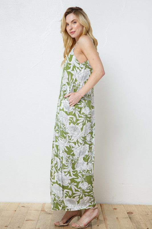 EN-A0212-PRINT MAXI DRESS WITH ADJUSTABLE STRAPS