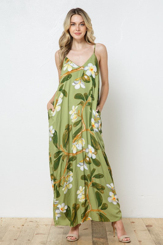 EN-A0446-PRINT MAXI DRESS WITH ADJUSTABLE STRAPS