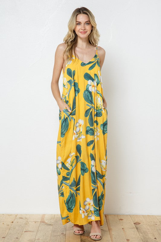 EN-A0446-PRINT MAXI DRESS WITH ADJUSTABLE STRAPS