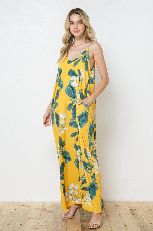 EN-A0446-PRINT MAXI DRESS WITH ADJUSTABLE STRAPS