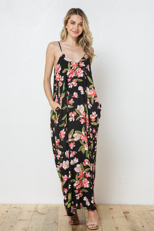 EN-A0143-PRINT MAXI DRESS WITH ADJUSTABLE STRAPS