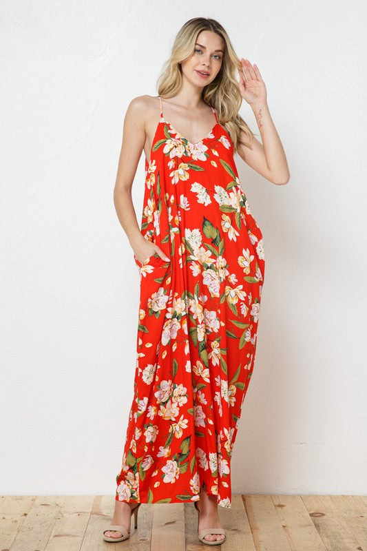 EN-A0143-PRINT MAXI DRESS WITH ADJUSTABLE STRAPS