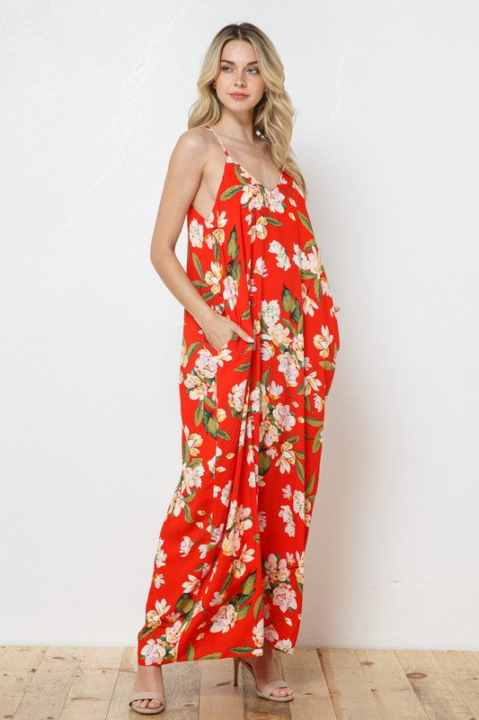 EN-A0143-PRINT MAXI DRESS WITH ADJUSTABLE STRAPS