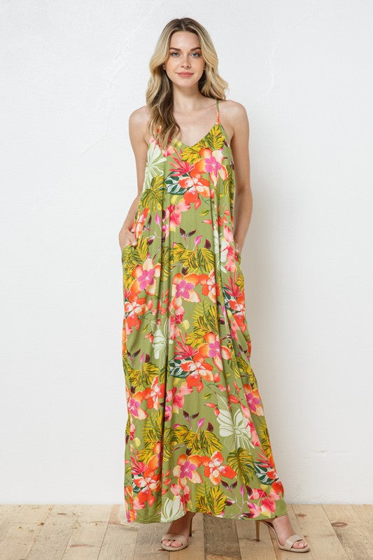 EN-A0367-PRINT MAXI DRESS WITH ADJUSTABLE STRAPS