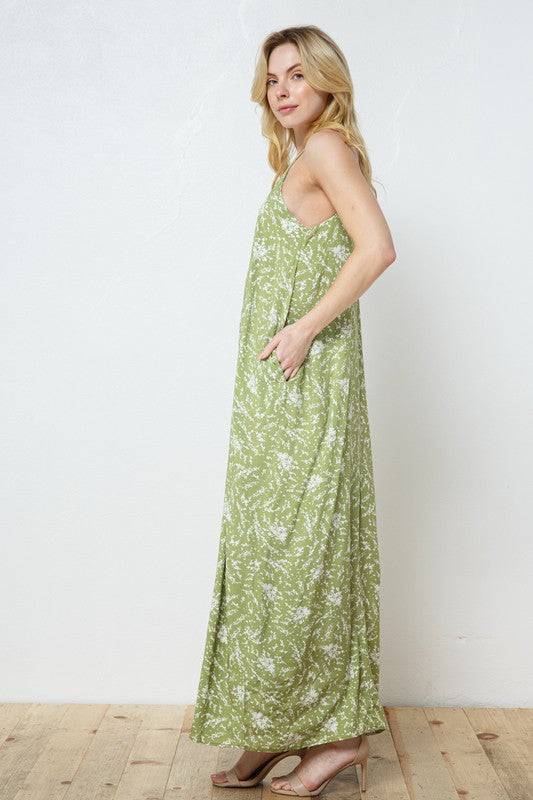 EN-A0352-PRINT MAXI DRESS WITH ADJUSTABLE STRAPS