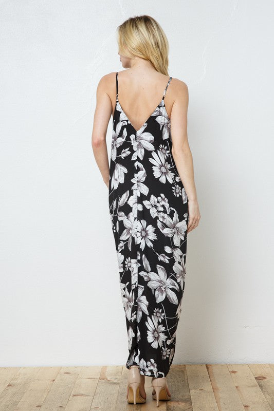 EN-A0413-PRINT MAXI DRESS WITH ADJUSTABLE STRAPS