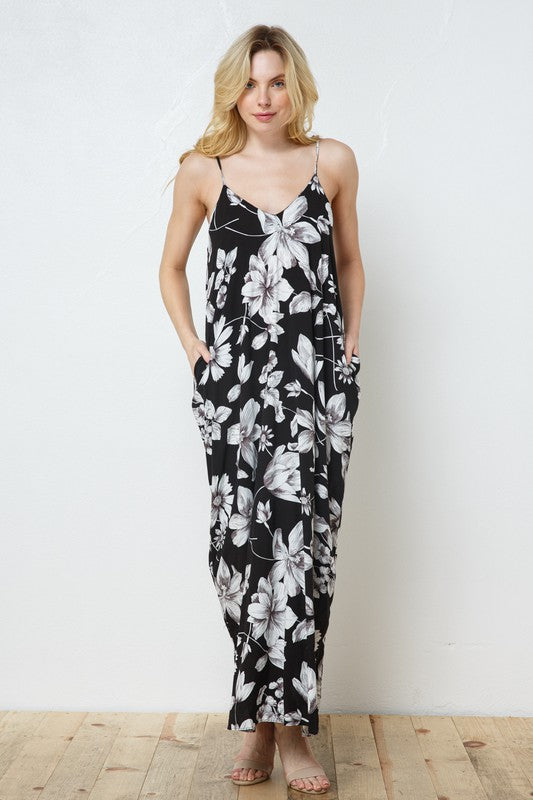 EN-A0413-PRINT MAXI DRESS WITH ADJUSTABLE STRAPS