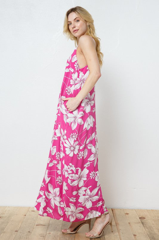 EN-A0413-PRINT MAXI DRESS WITH ADJUSTABLE STRAPS